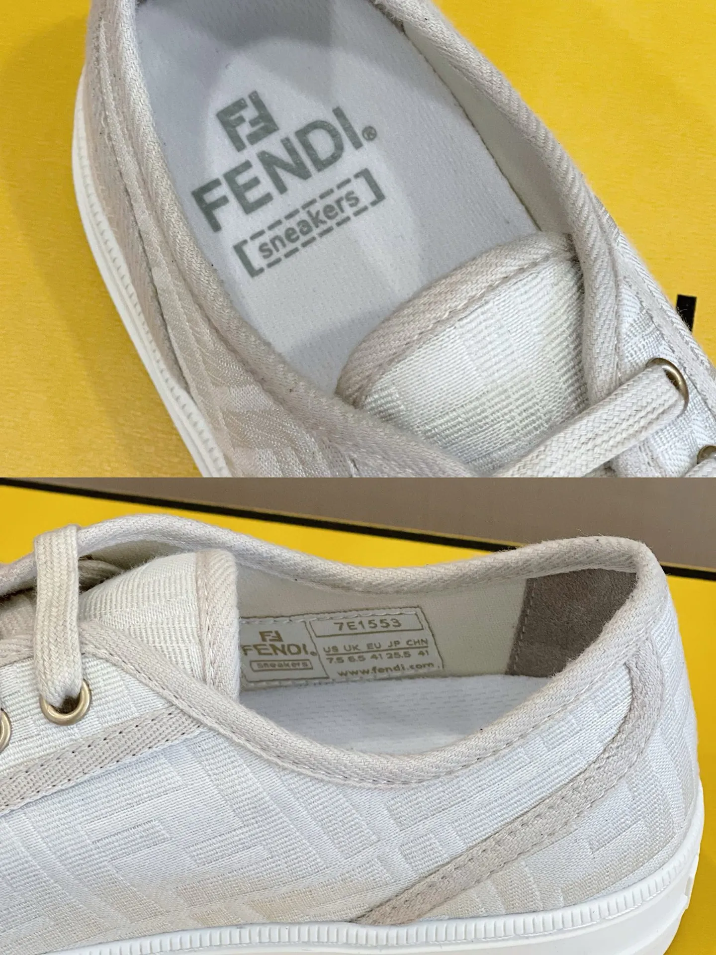 Factory price: 380 new Fendi Fendǐ Domino sneakers with jacquard FF pattern, embossed FF pattern on the toe, canvas upper, T men's men's shoes 💰U customized outsole Size: 38-45, (45 customized)